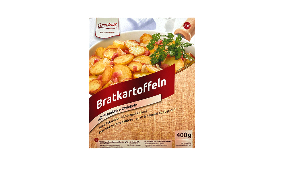 Bratkartoffeln mit Schinken und Zwiebeln - Verpackung - Frontansicht