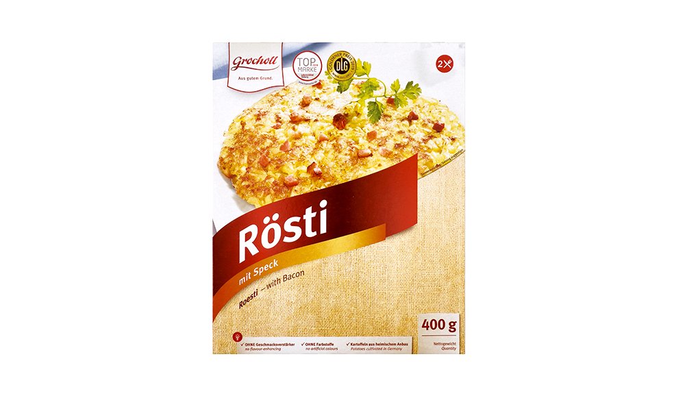 Grocholl, Rösti mit Speck, Verpackung - Frontansicht