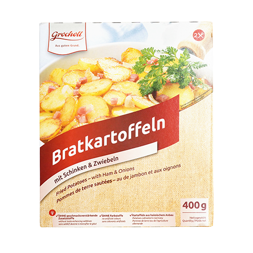 Grocholl Bratkartoffeln Schinken und Zwiebel Frontansicht Verpackung