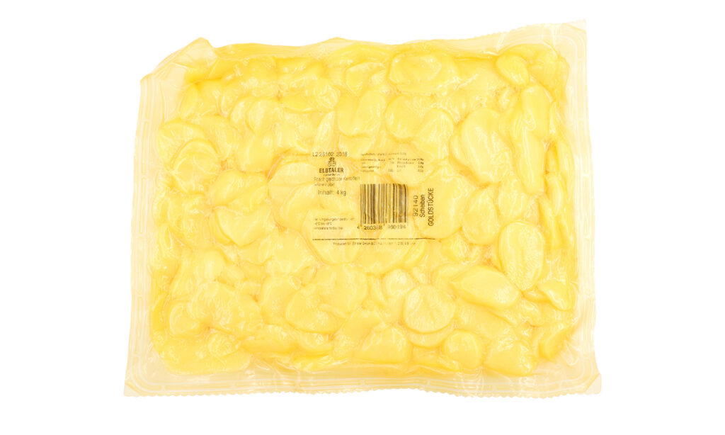 Goldstücke, Kartoffelscheiben in Verpackung, 4kg - Frontansicht